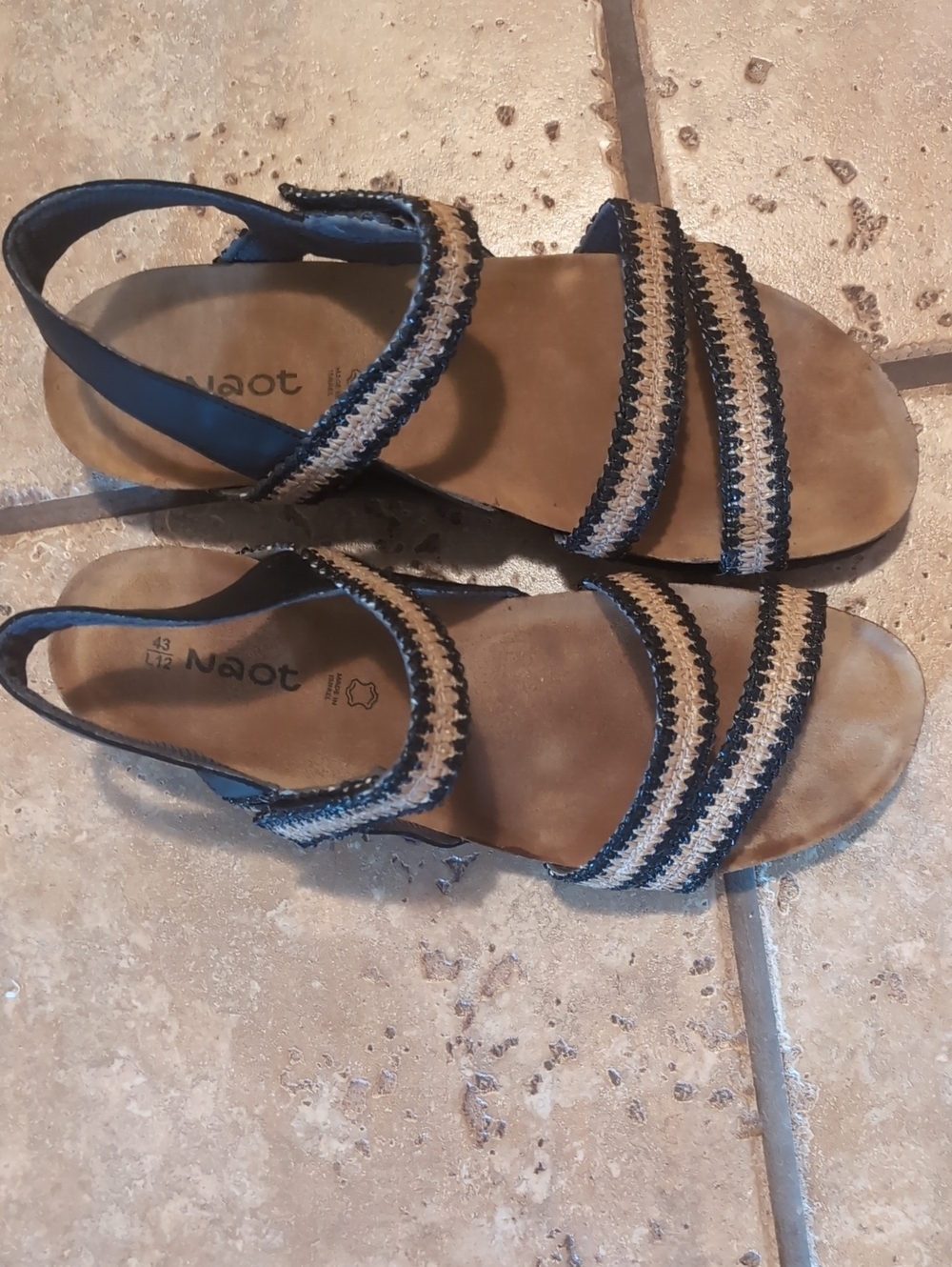 Naot Women's Black and Tan Strap Sandals Barely Worn
